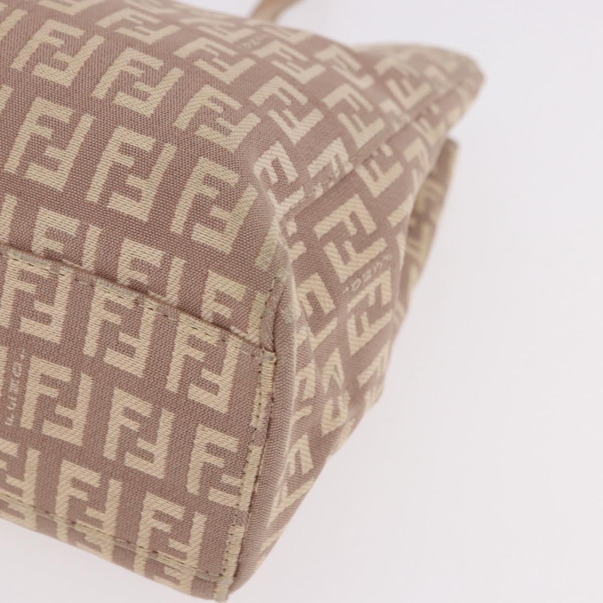 FENDI Zucchino Canvas Hand Bag Beige Gold Auth ka4906