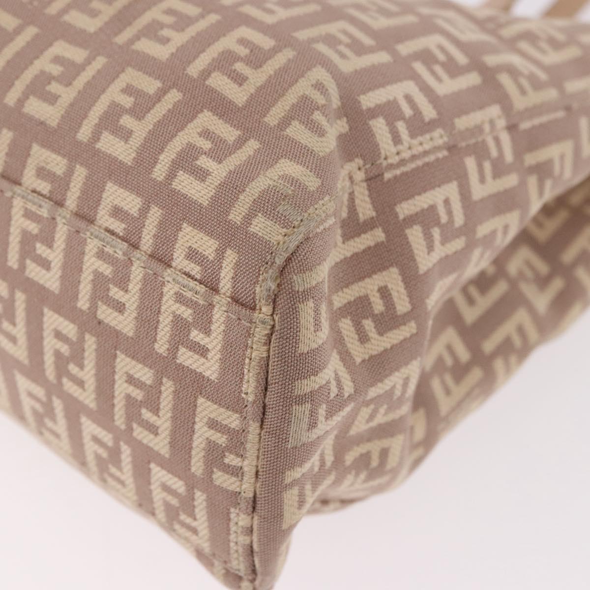 FENDI Zucchino Canvas Hand Bag Beige Gold Auth ka4906