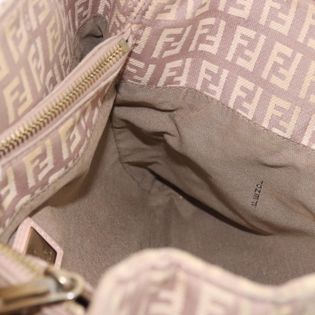 FENDI Zucchino Canvas Hand Bag Beige Gold Auth ka4906