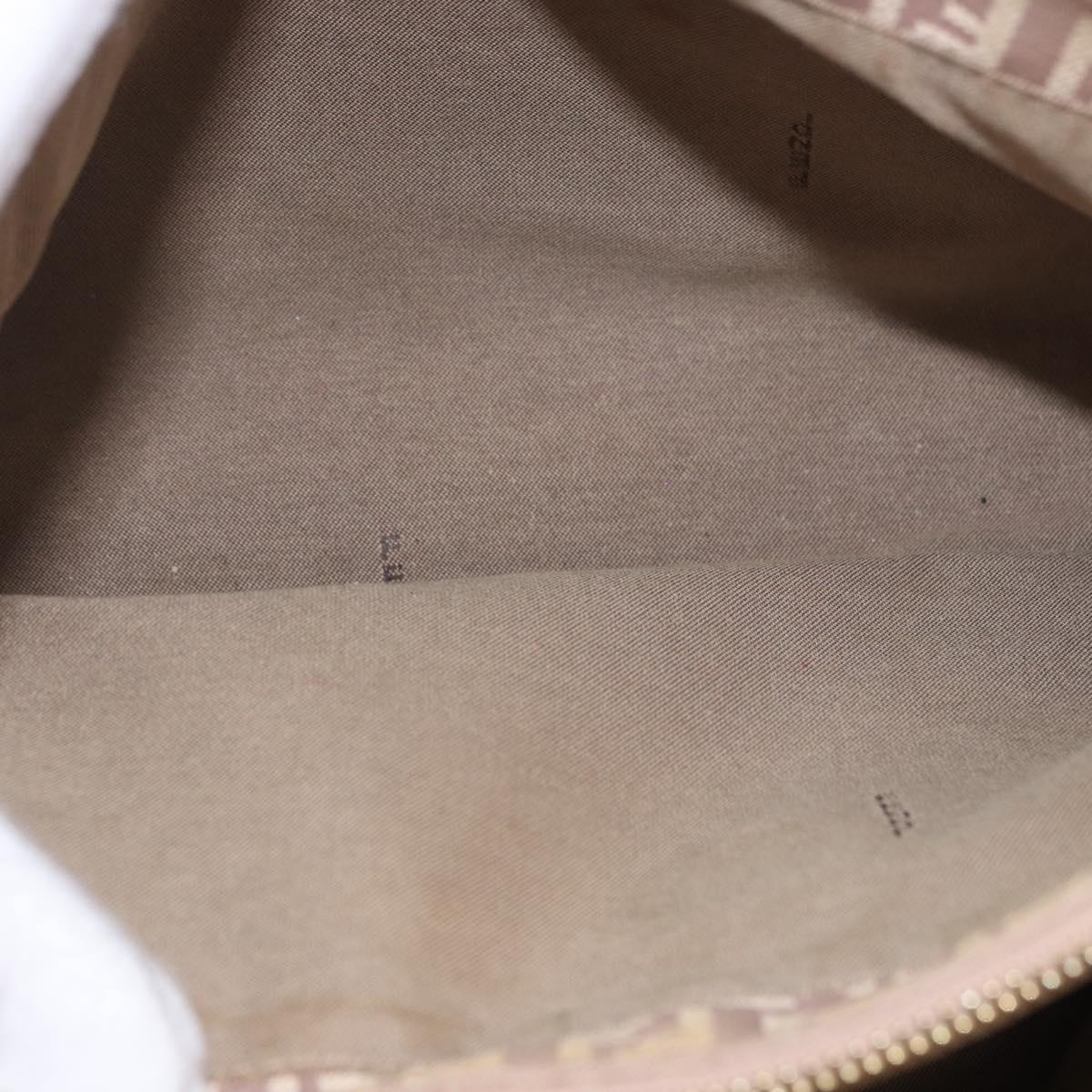 FENDI Zucchino Canvas Hand Bag Beige Gold Auth ka4906