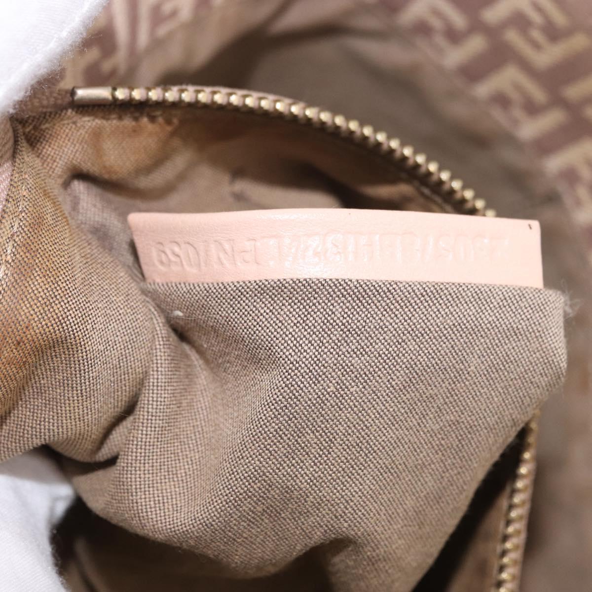 FENDI Zucchino Canvas Hand Bag Beige Gold Auth ka4906