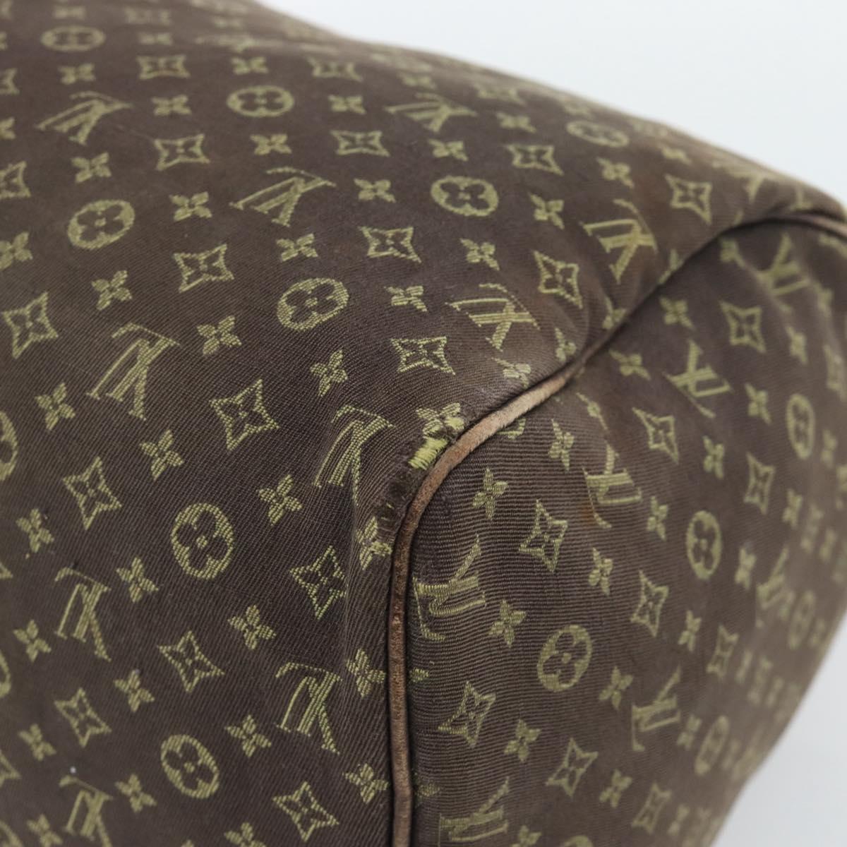 LOUIS VUITTON Monogram Mini Lin Speedy 30 Bag Brown Ebene M95224 LV Auth ka4907