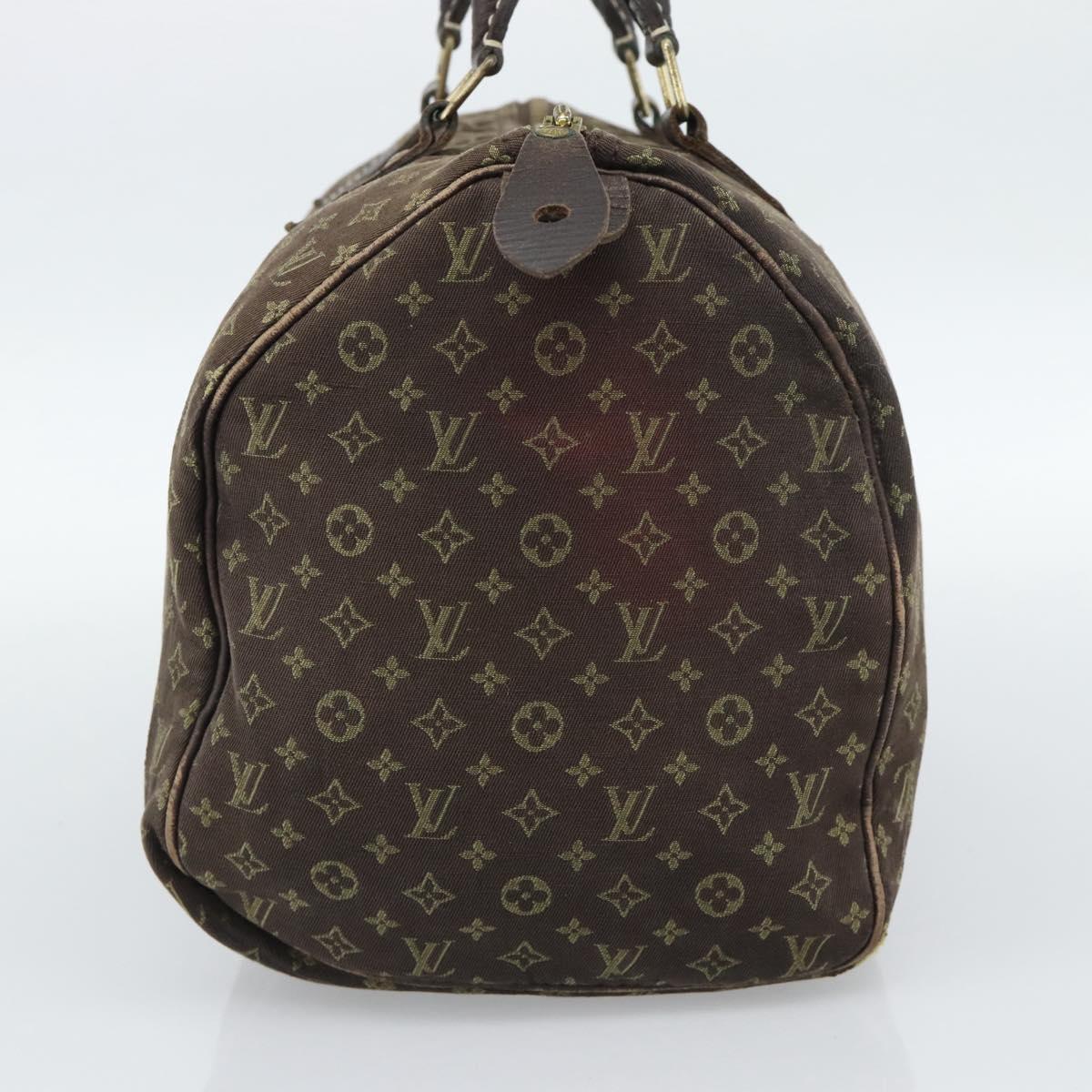 LOUIS VUITTON Monogram Mini Lin Speedy 30 Bag Brown Ebene M95224 LV Auth ka4907
