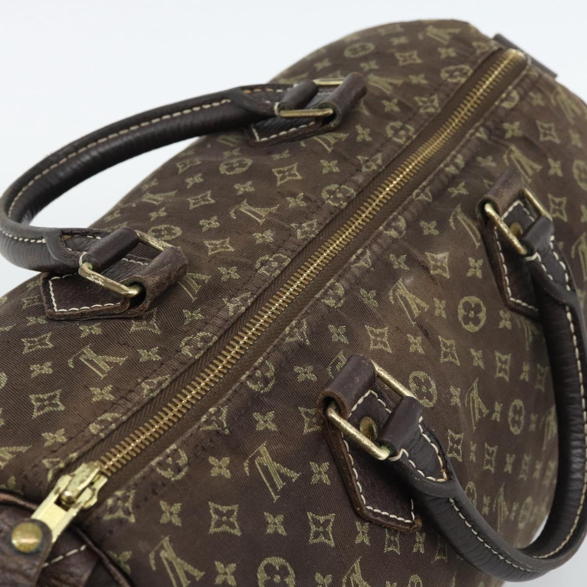 LOUIS VUITTON Monogram Mini Lin Speedy 30 Bag Brown Ebene M95224 LV Auth ka4907