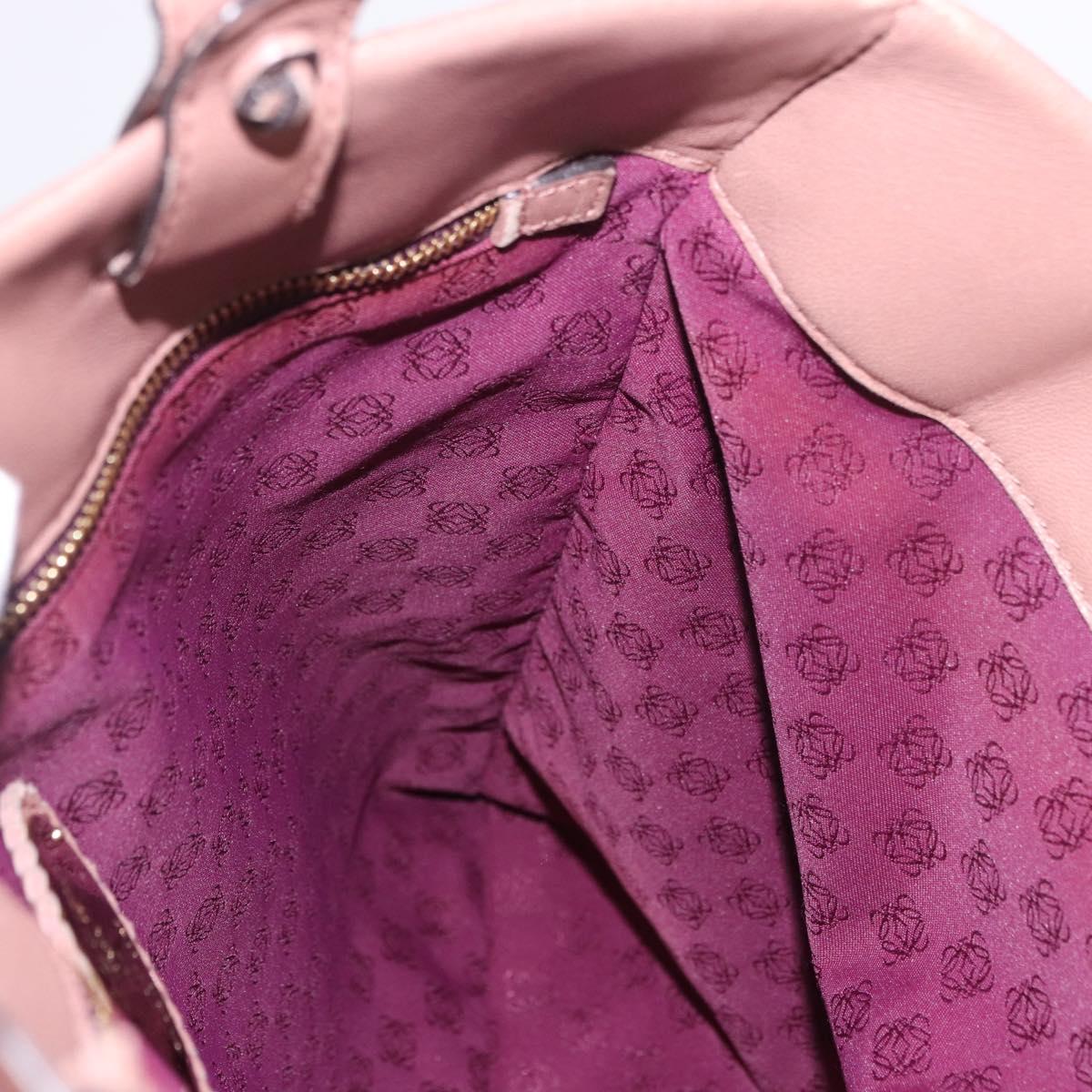 LOEWE Anagram Hand Bag Leather Pink Gold Auth ka4908