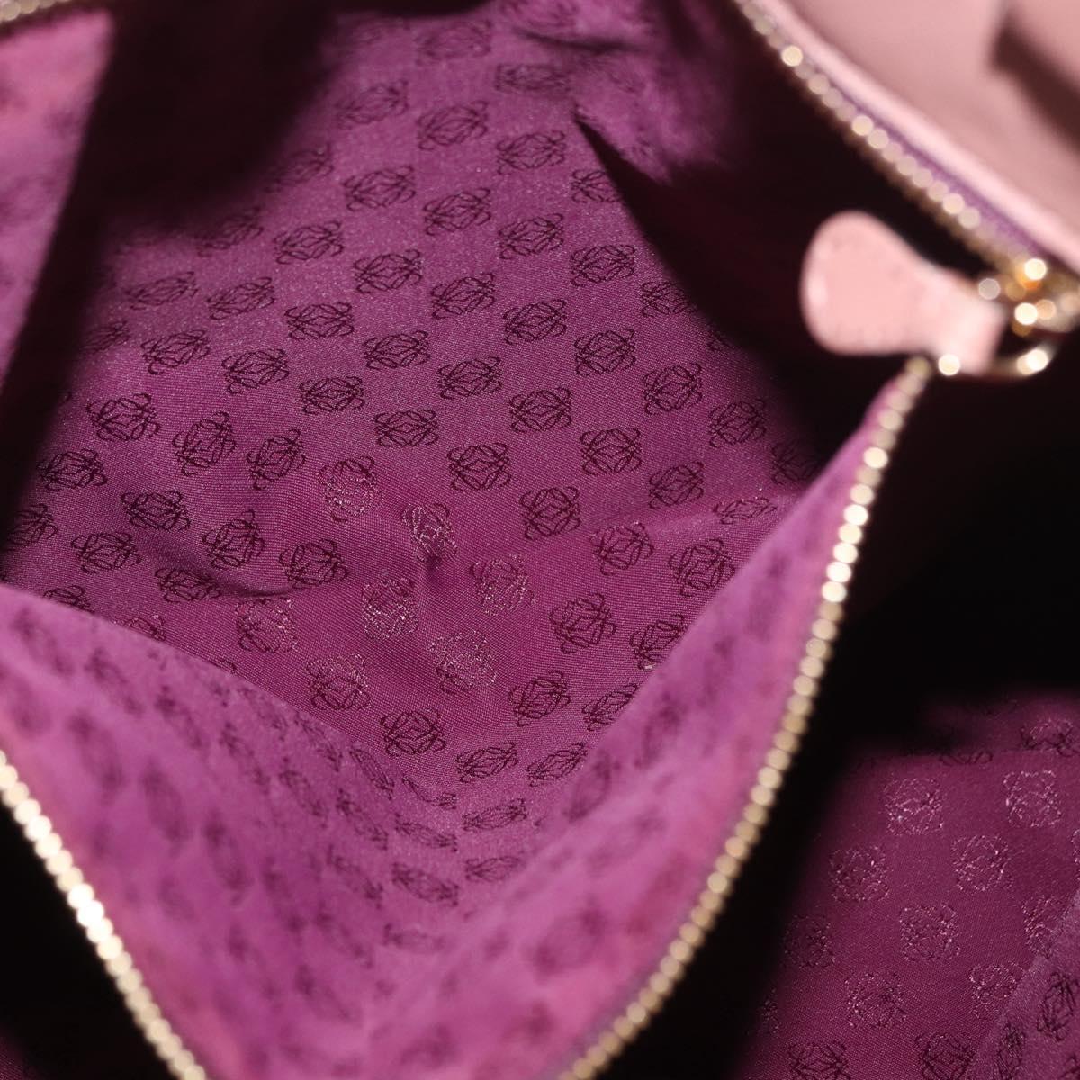 LOEWE Anagram Hand Bag Leather Pink Gold Auth ka4908