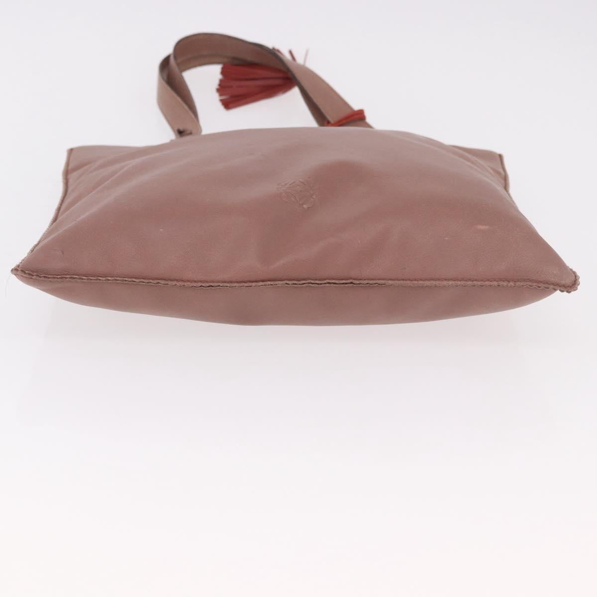 LOEWE Anagram Hand Bag Leather Pink Gold Auth ka4908