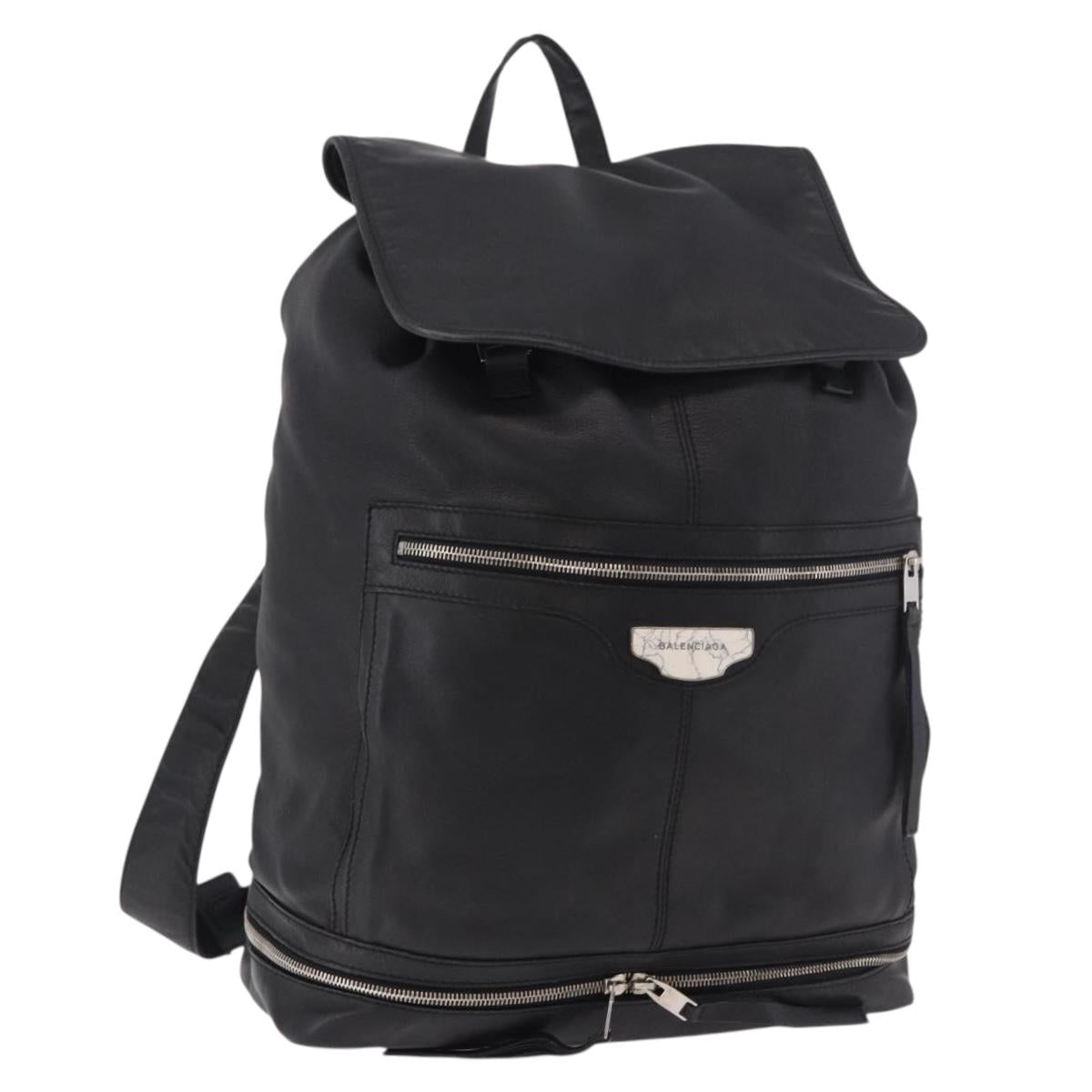 BALENCIAGA Backpack Leather Black Silver 340138 Auth ka4909