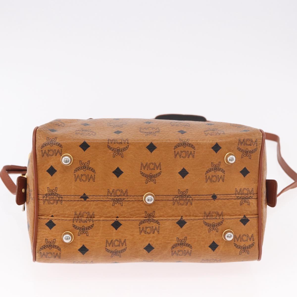 MCM Vicetos Logogram Hand Bag PVC Leather 2way Brown Gold Auth ka4912
