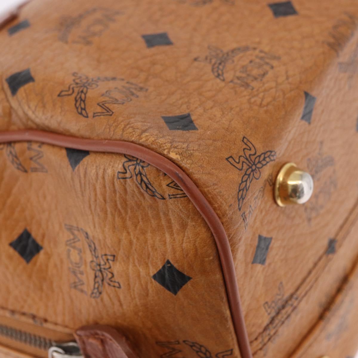 MCM Vicetos Logogram Hand Bag PVC Leather 2way Brown Gold Auth ka4912
