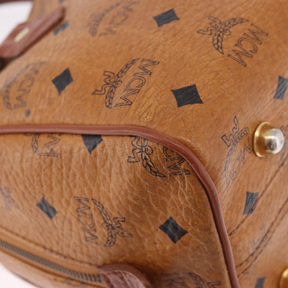 MCM Vicetos Logogram Hand Bag PVC Leather 2way Brown Gold Auth ka4912
