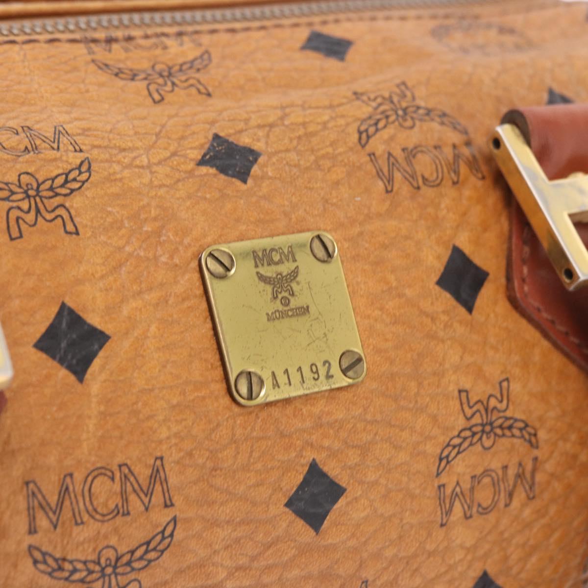 MCM Vicetos Logogram Hand Bag PVC Leather 2way Brown Gold Auth ka4912