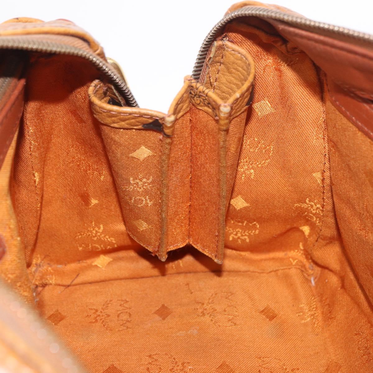 MCM Vicetos Logogram Hand Bag PVC Leather 2way Brown Gold Auth ka4912