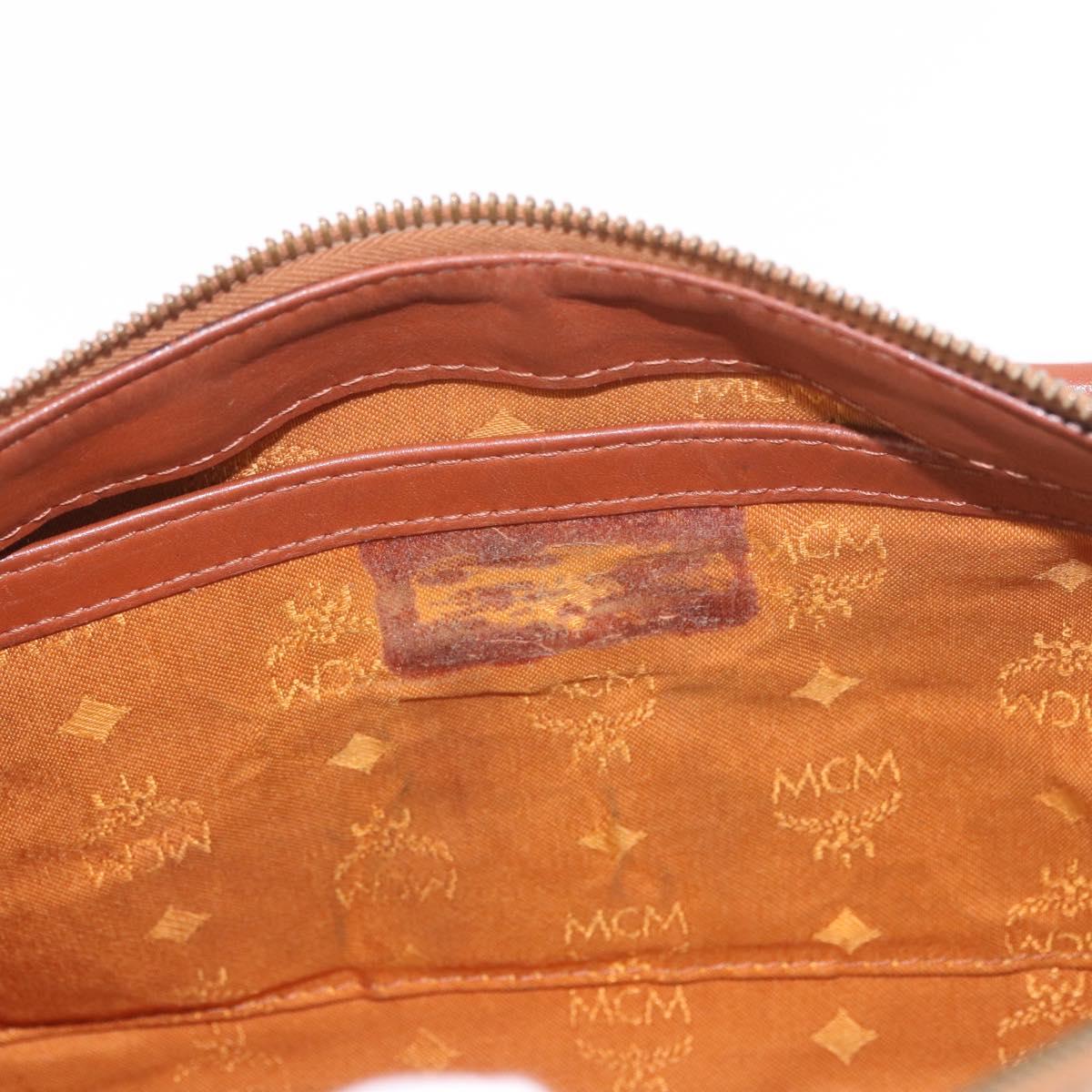 MCM Vicetos Logogram Hand Bag PVC Leather 2way Brown Gold Auth ka4912