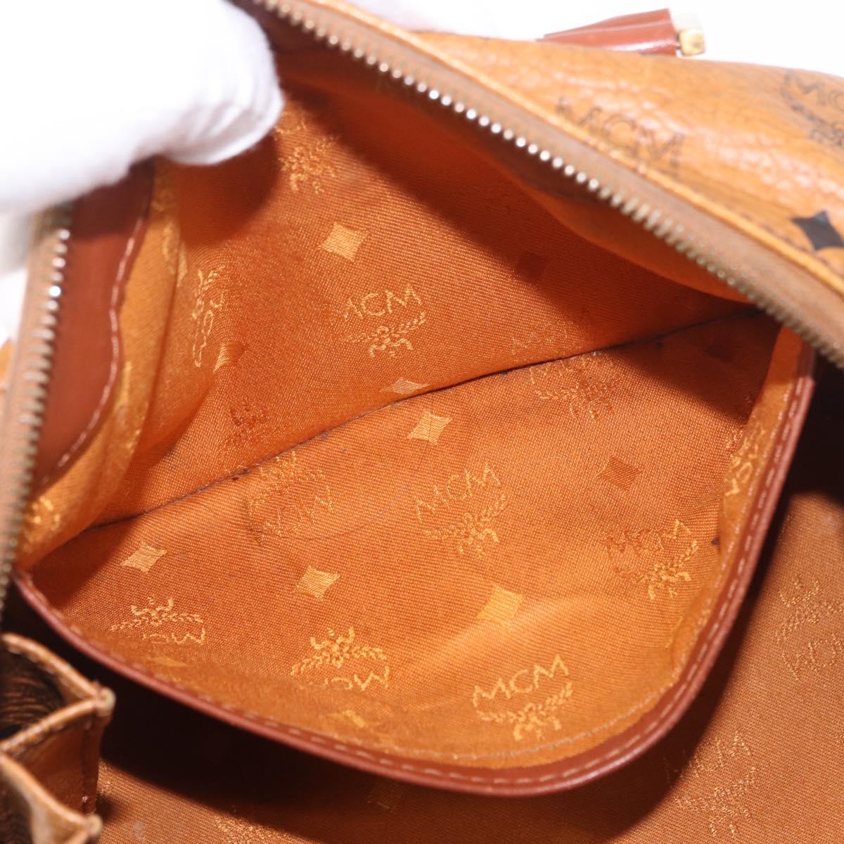 MCM Vicetos Logogram Hand Bag PVC Leather 2way Brown Gold Auth ka4912