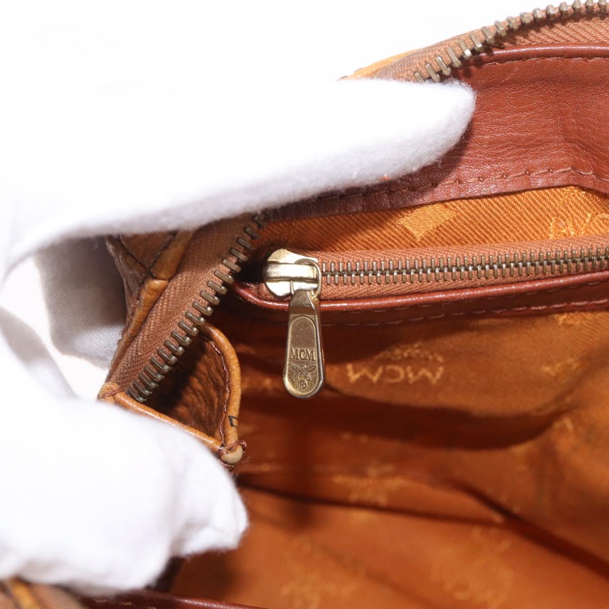 MCM Vicetos Logogram Hand Bag PVC Leather 2way Brown Gold Auth ka4912