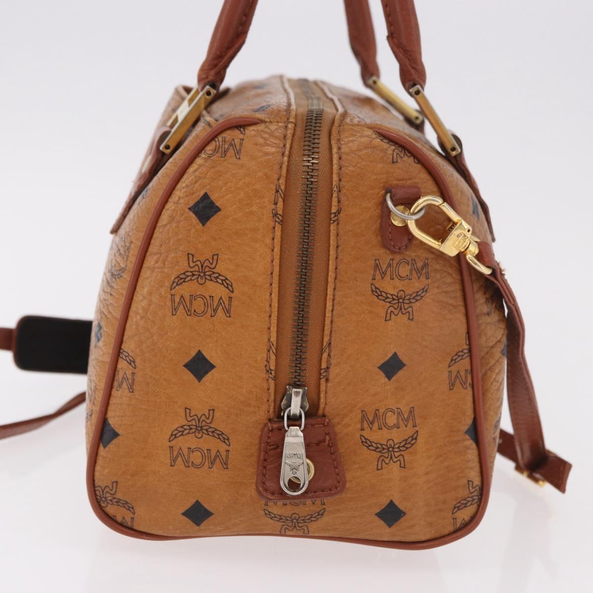 MCM Vicetos Logogram Hand Bag PVC Leather 2way Brown Gold Auth ka4912