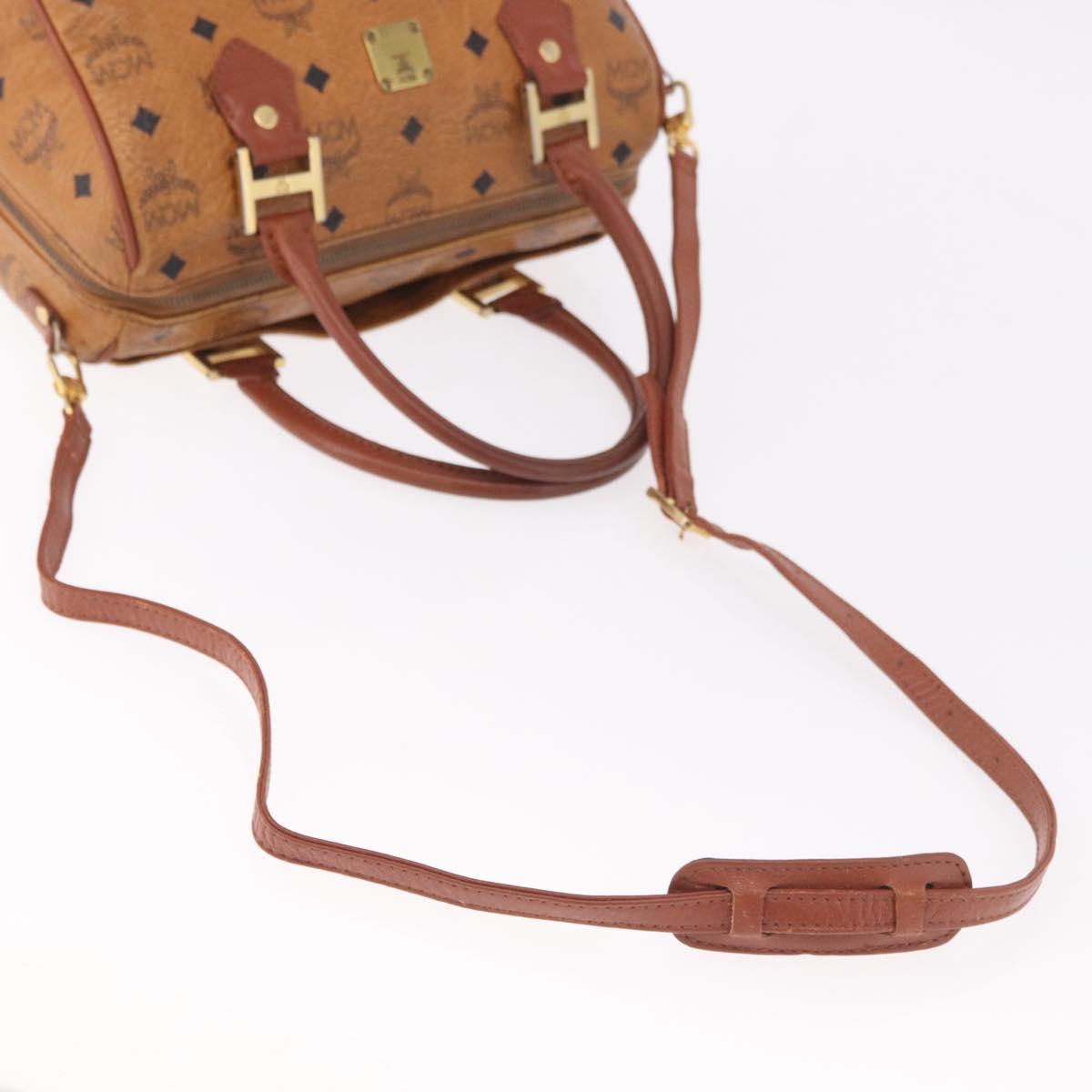 MCM Vicetos Logogram Hand Bag PVC Leather 2way Brown Gold Auth ka4912