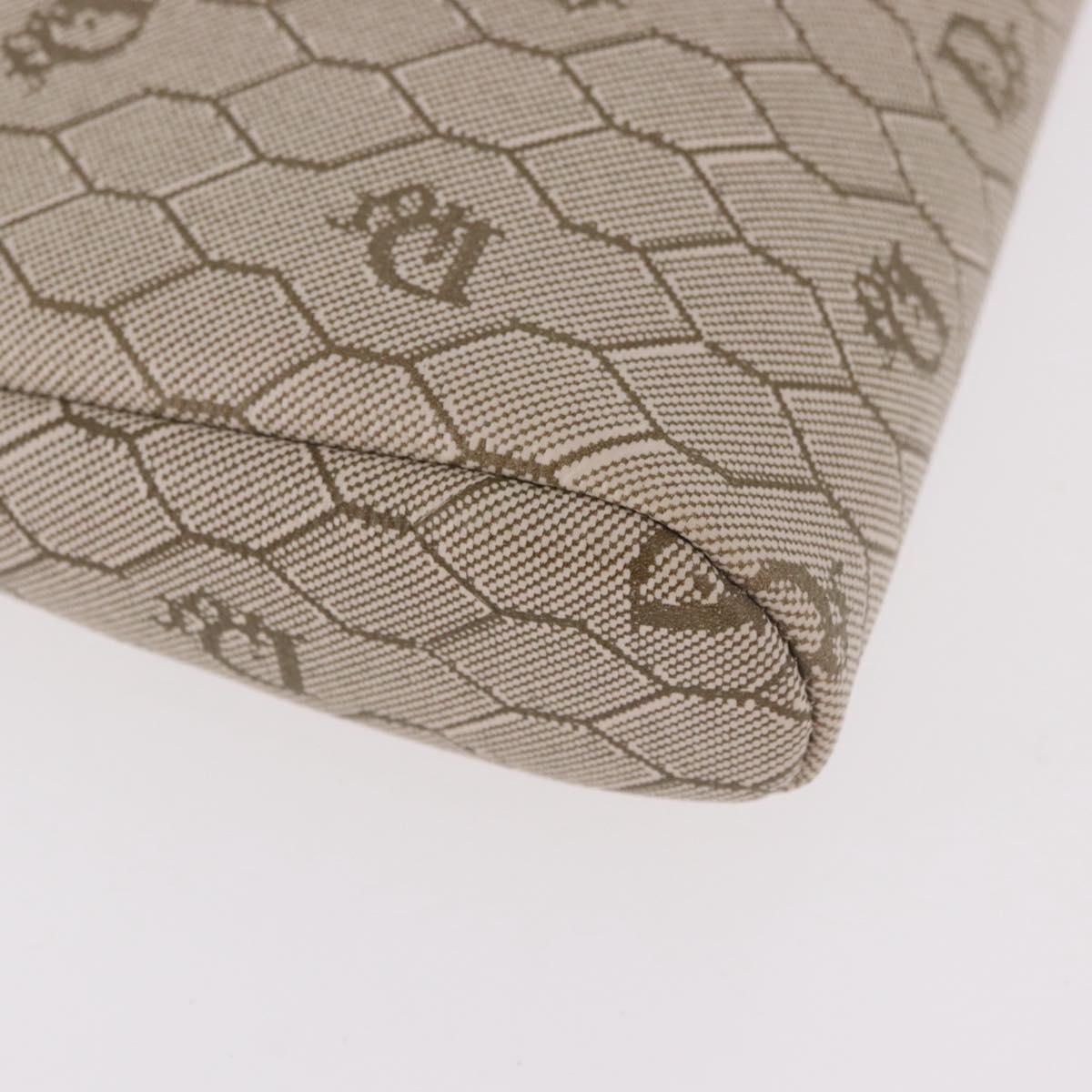 Christian Dior Honeycomb Canvas Chain Shoulder Bag PVC Beige Gold Auth ka4914