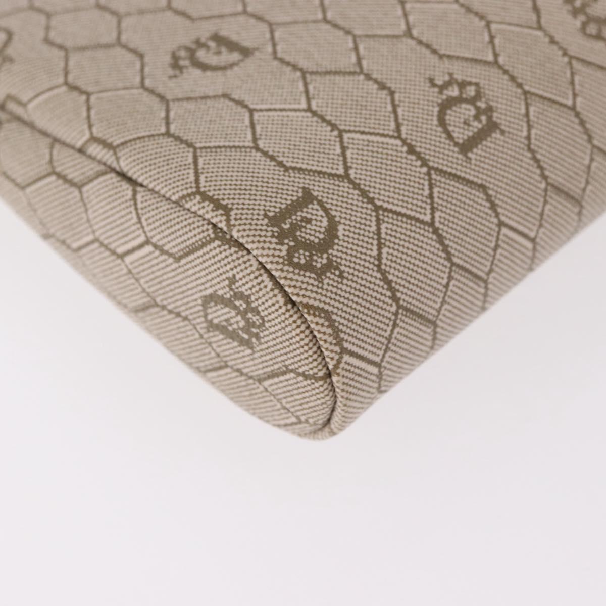 Christian Dior Honeycomb Canvas Chain Shoulder Bag PVC Beige Gold Auth ka4914