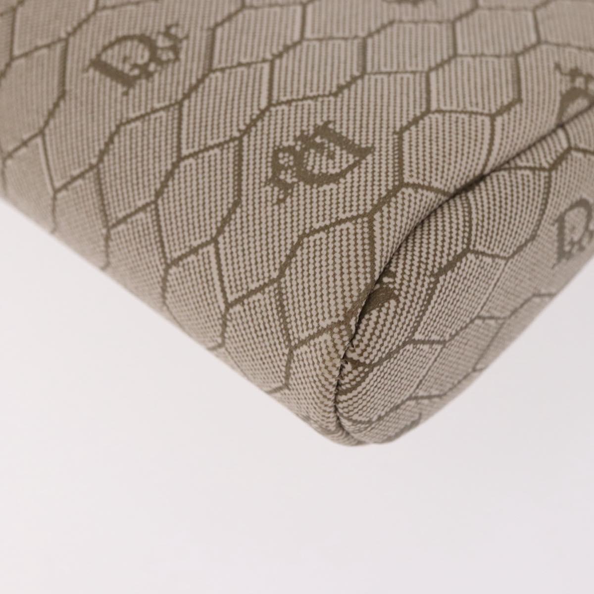 Christian Dior Honeycomb Canvas Chain Shoulder Bag PVC Beige Gold Auth ka4914