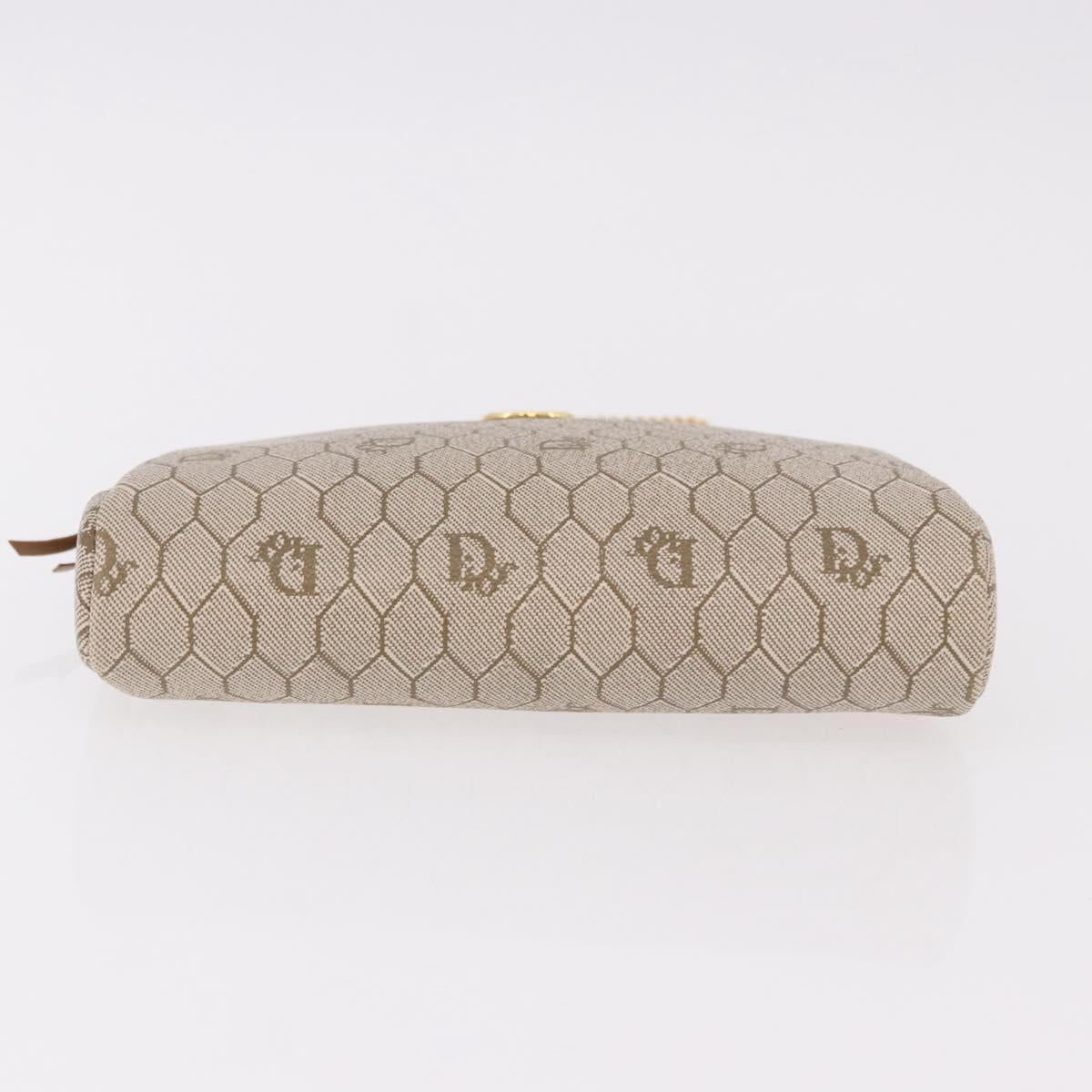 Christian Dior Honeycomb Canvas Chain Shoulder Bag PVC Beige Gold Auth ka4914