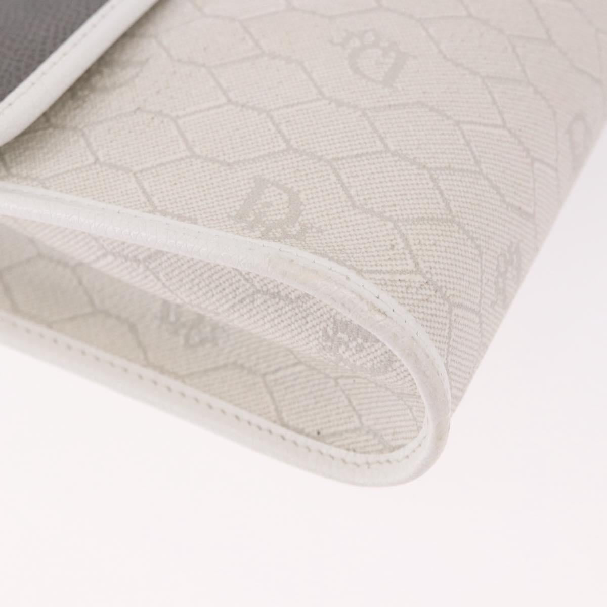 Christian Dior Honeycomb Canvas Shoulder Bag PVC White Gold Auth ka4915