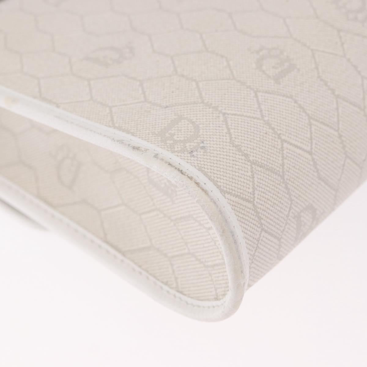Christian Dior Honeycomb Canvas Shoulder Bag PVC White Gold Auth ka4915