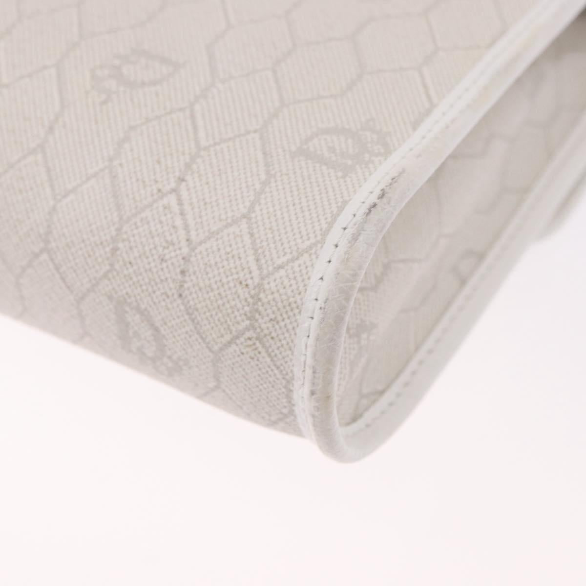 Christian Dior Honeycomb Canvas Shoulder Bag PVC White Gold Auth ka4915