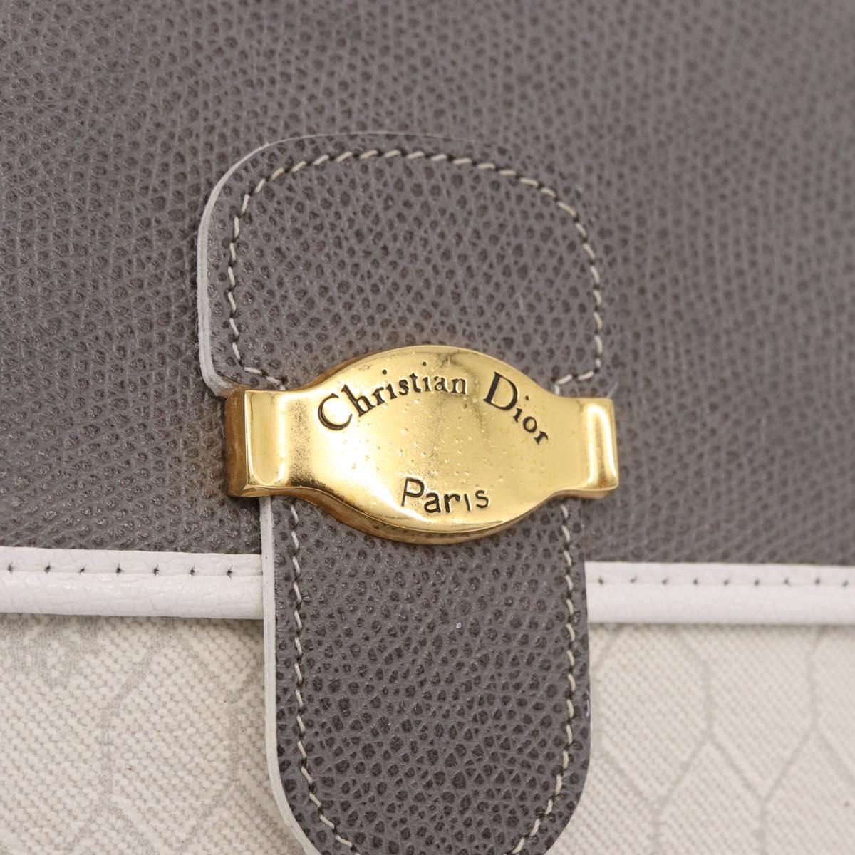 Christian Dior Honeycomb Canvas Shoulder Bag PVC White Gold Auth ka4915
