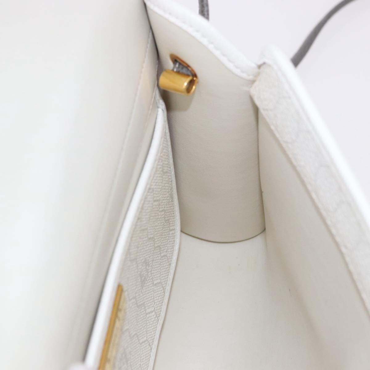 Christian Dior Honeycomb Canvas Shoulder Bag PVC White Gold Auth ka4915