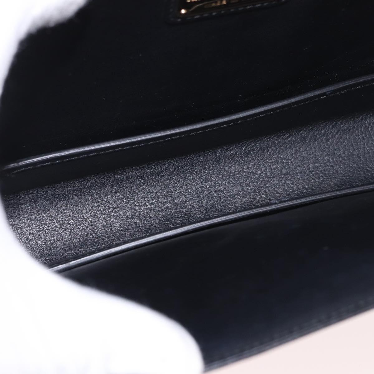 Salvatore Ferragamo Vala Chain Shoulder Bag Leather Black Gold Auth ka4916A