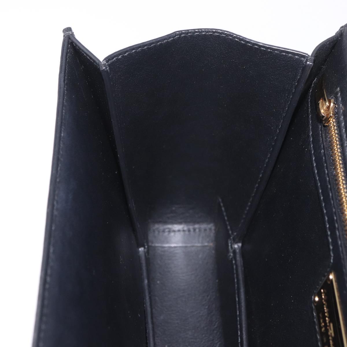 Salvatore Ferragamo Vala Chain Shoulder Bag Leather Black Gold Auth ka4916A