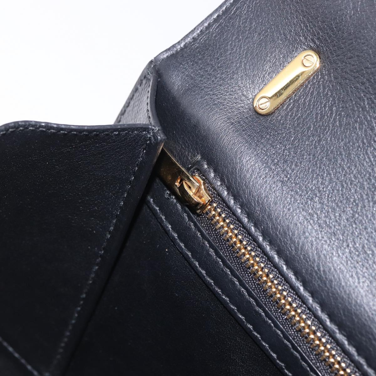 Salvatore Ferragamo Vala Chain Shoulder Bag Leather Black Gold Auth ka4916A