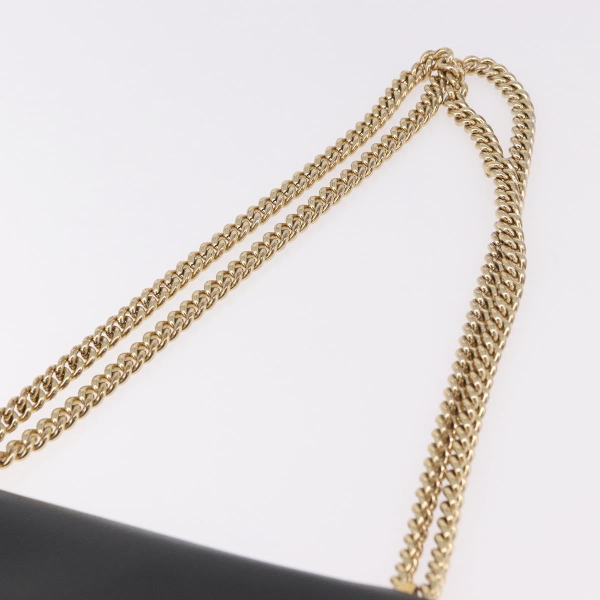 Salvatore Ferragamo Vala Chain Shoulder Bag Leather Black Gold Auth ka4916A
