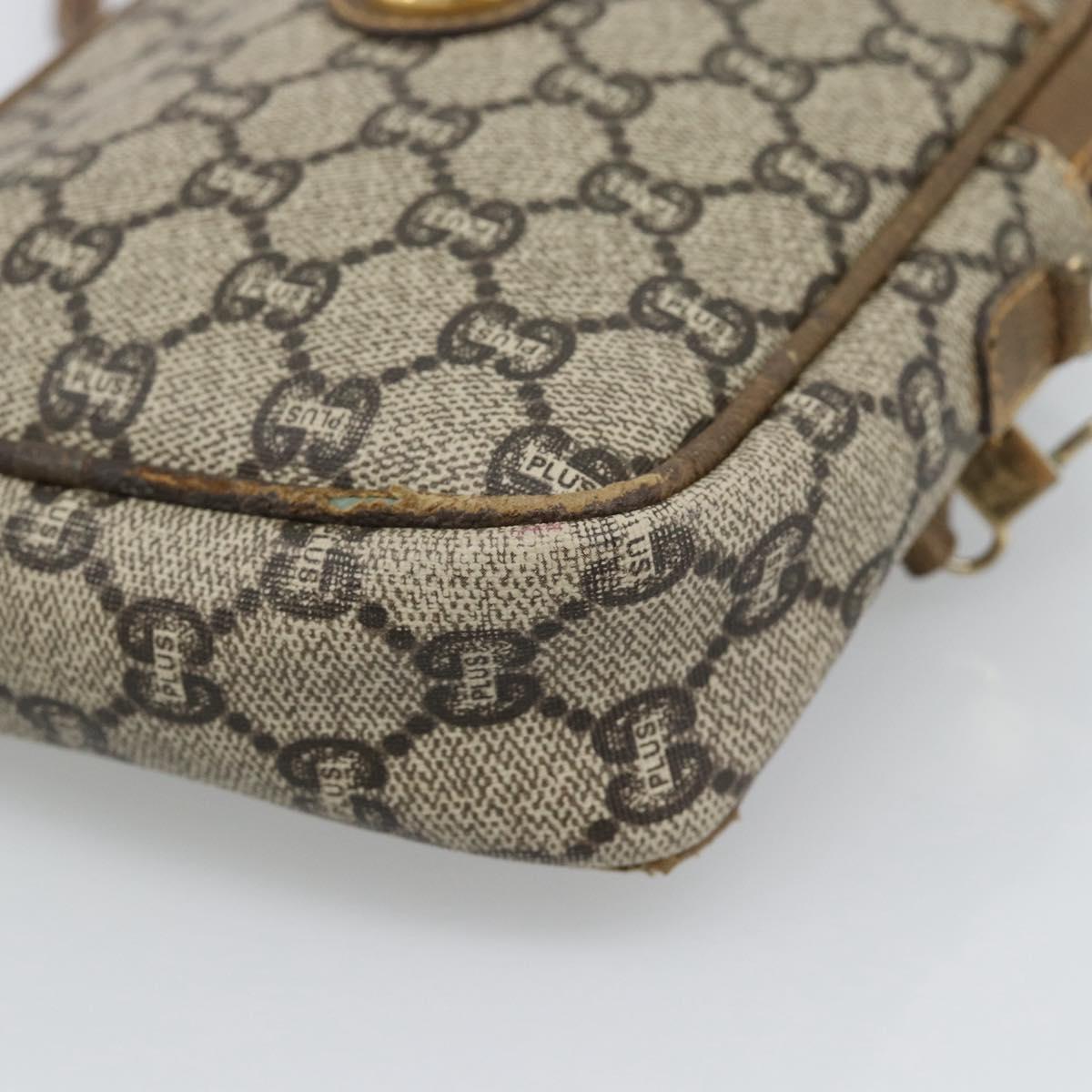 GUCCI GG Plus Supreme Shoulder Bag PVC Beige Auth ka4917
