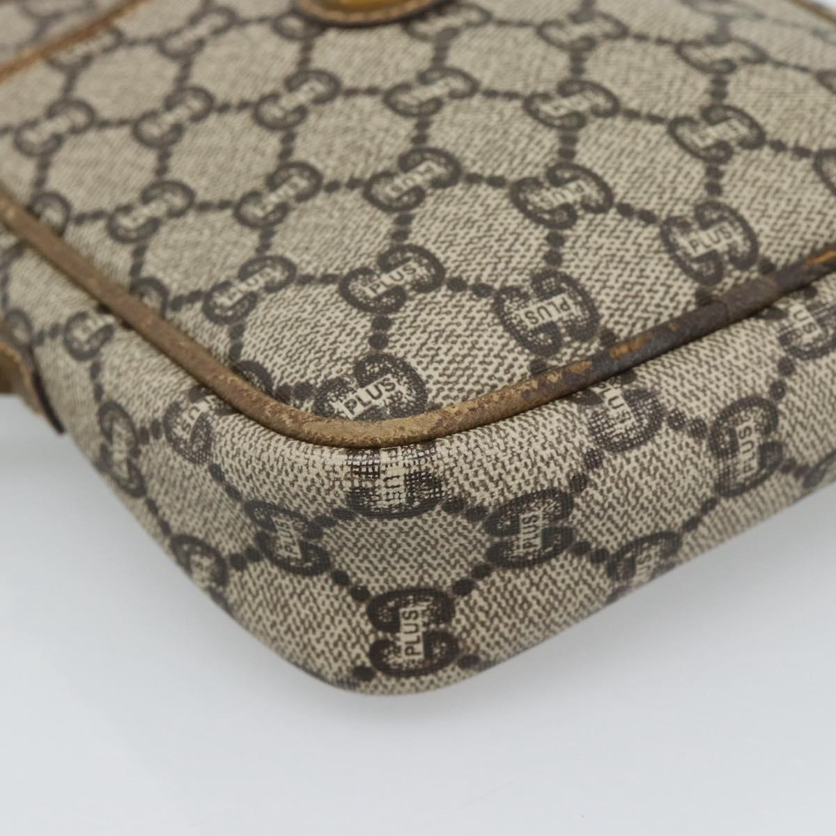 GUCCI GG Plus Supreme Shoulder Bag PVC Beige Auth ka4917