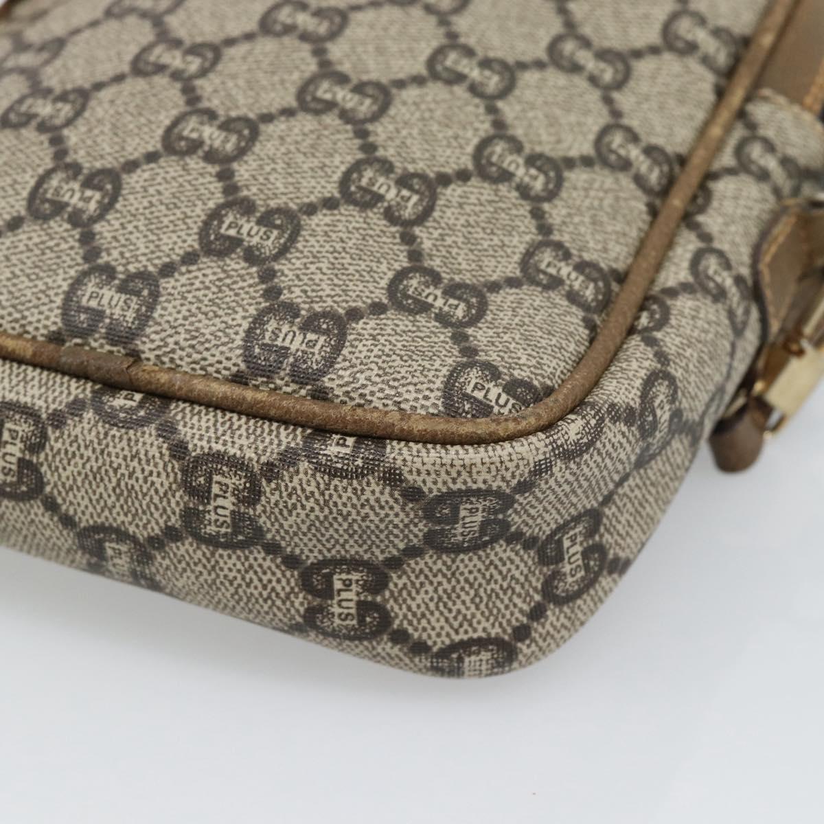 GUCCI GG Plus Supreme Shoulder Bag PVC Beige Auth ka4917