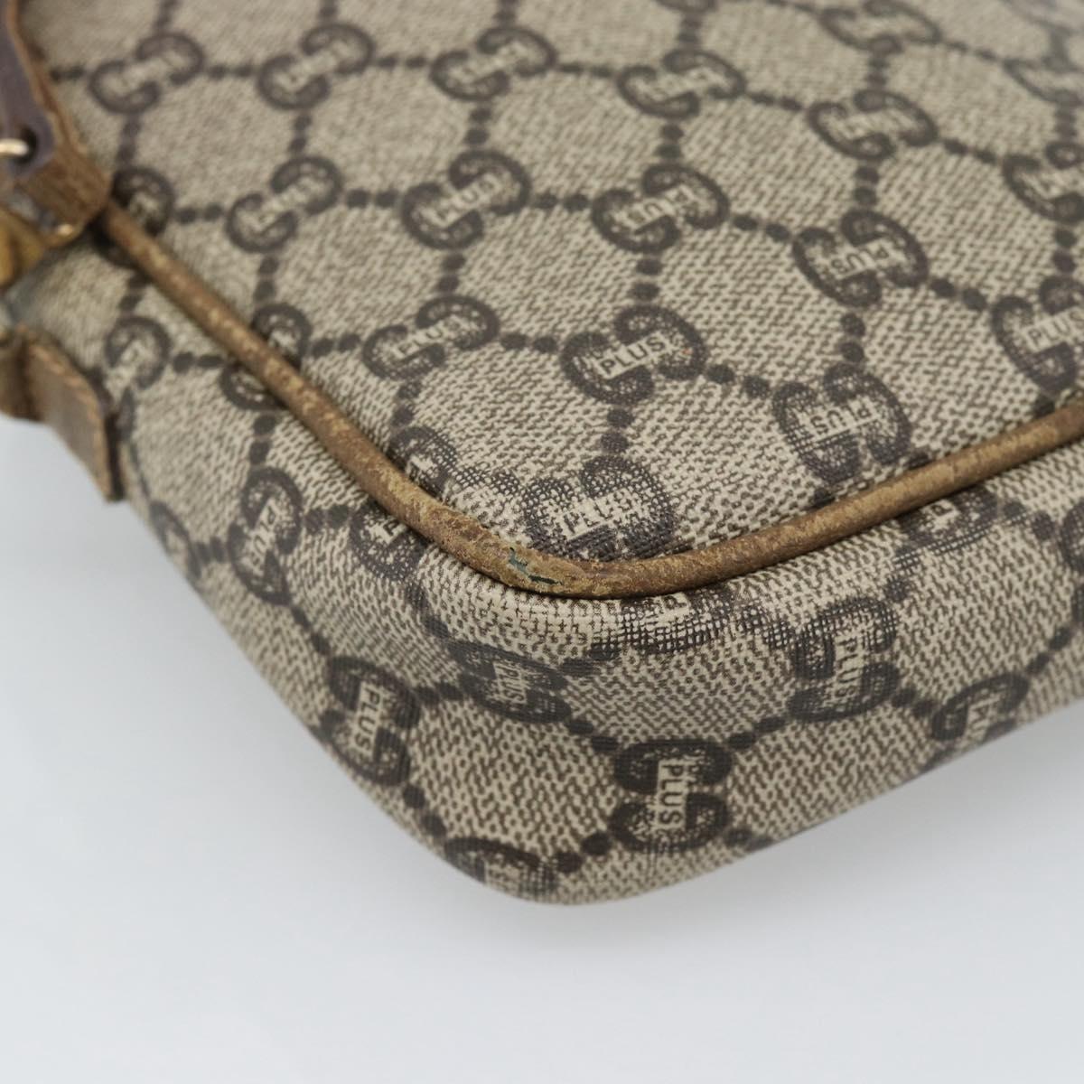 GUCCI GG Plus Supreme Shoulder Bag PVC Beige Auth ka4917