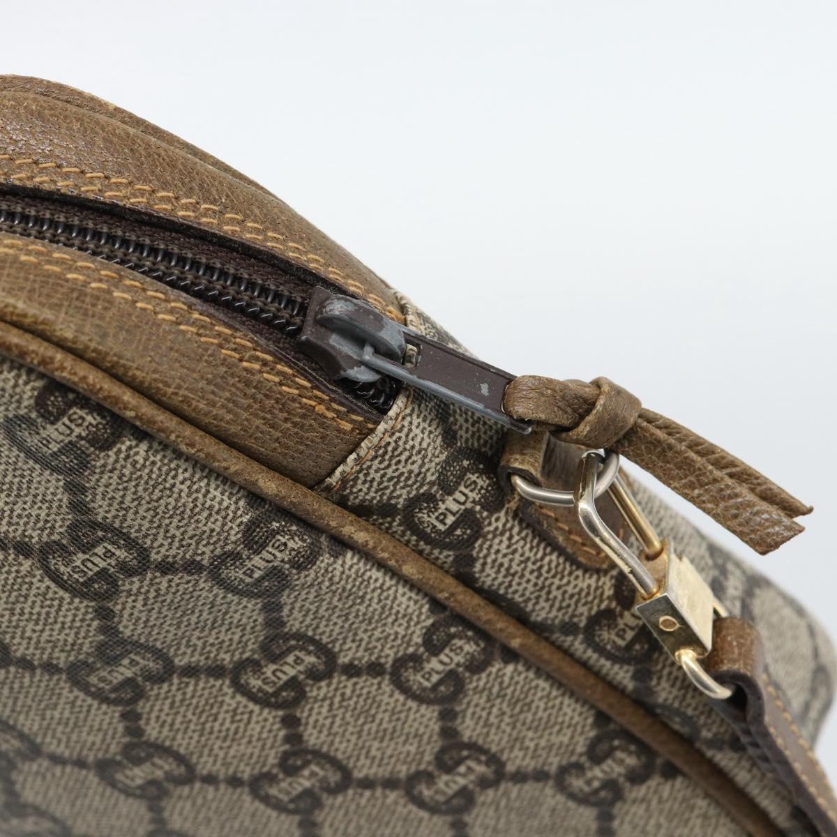 GUCCI GG Plus Supreme Shoulder Bag PVC Beige Auth ka4917