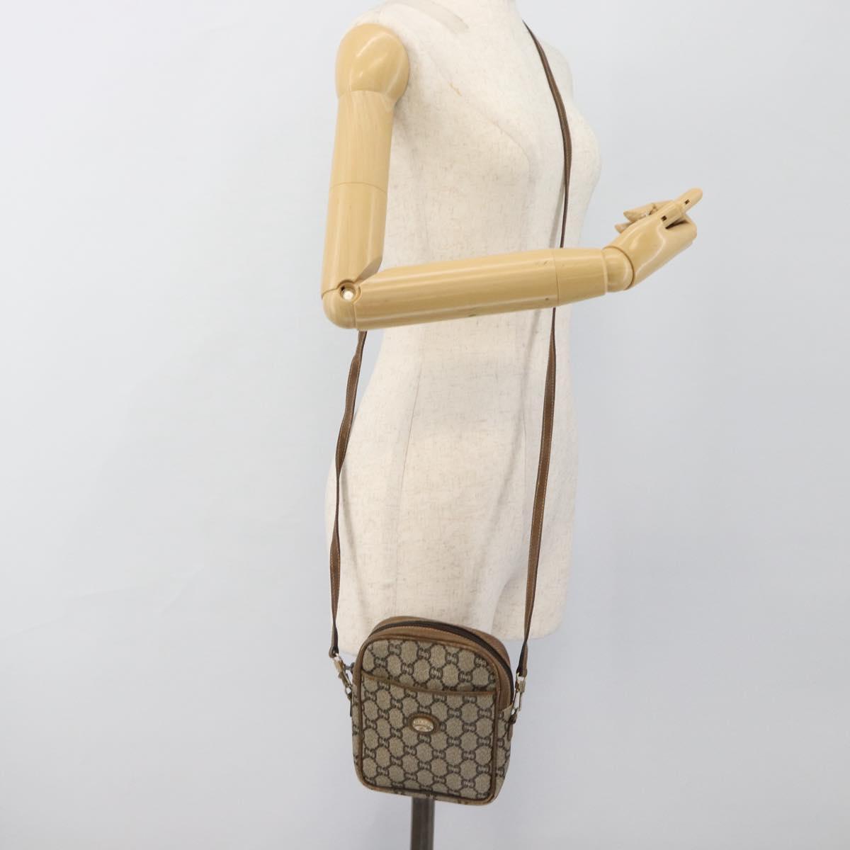 GUCCI GG Plus Supreme Shoulder Bag PVC Beige Auth ka4917