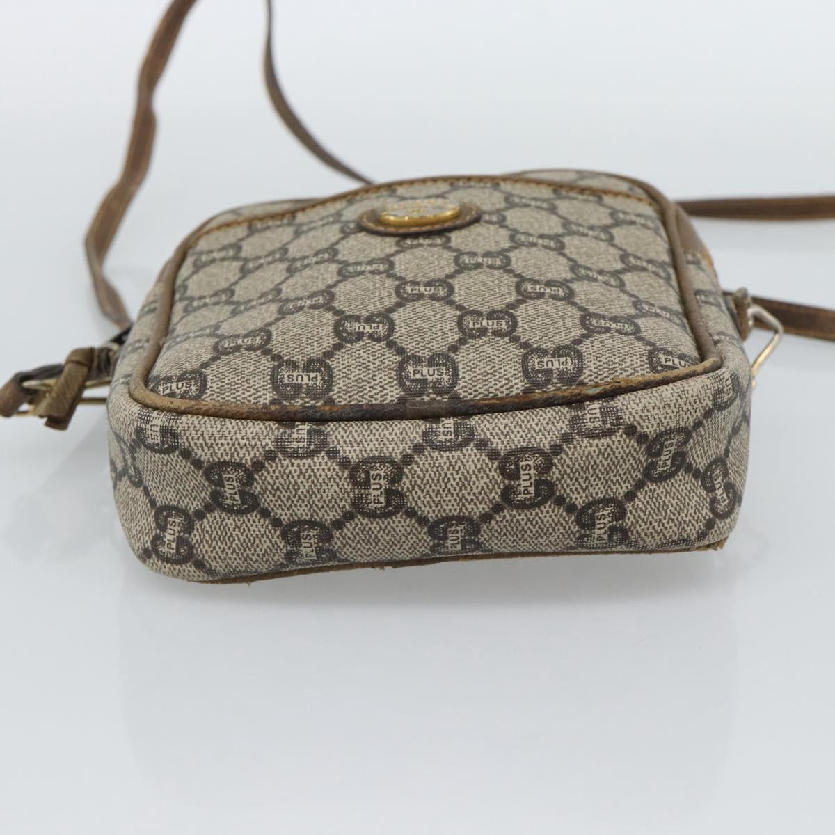 GUCCI GG Plus Supreme Shoulder Bag PVC Beige Auth ka4917