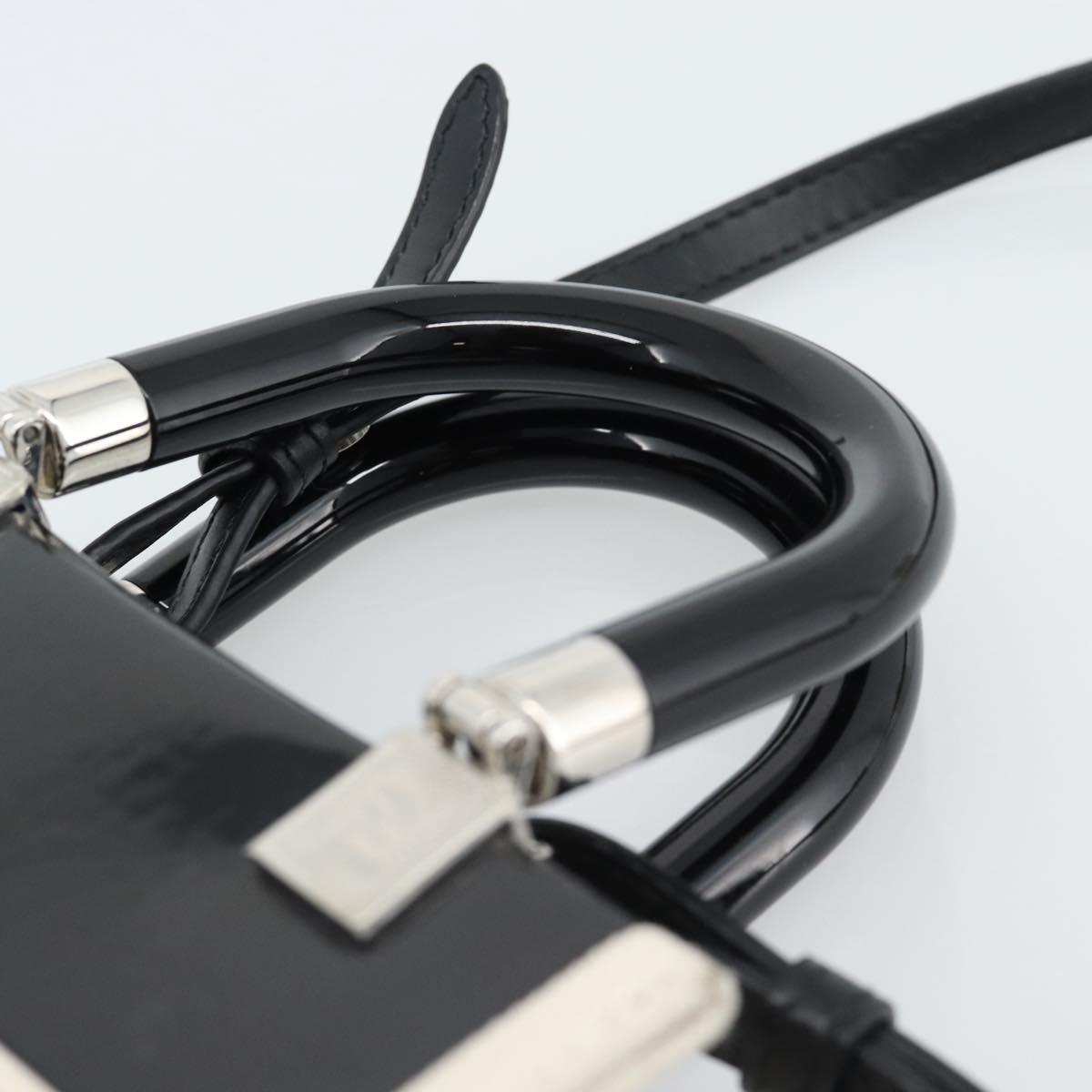FENDI Hand Bag Patent leather 2way Black Silver Auth ka4919M