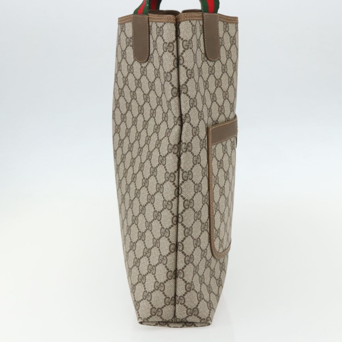 GUCCI GG Supreme Web Sherry Line Tote Bag PVC Beige Red 39 02 003 Auth ka492