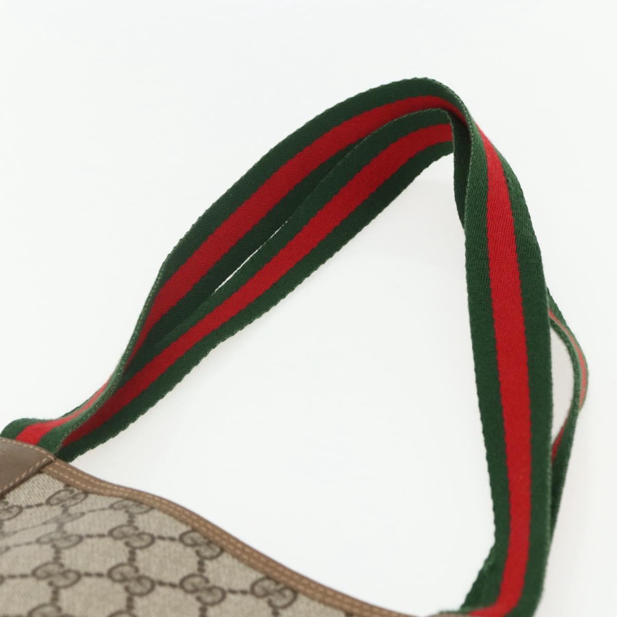 GUCCI GG Supreme Web Sherry Line Tote Bag PVC Beige Red 39 02 003 Auth ka492