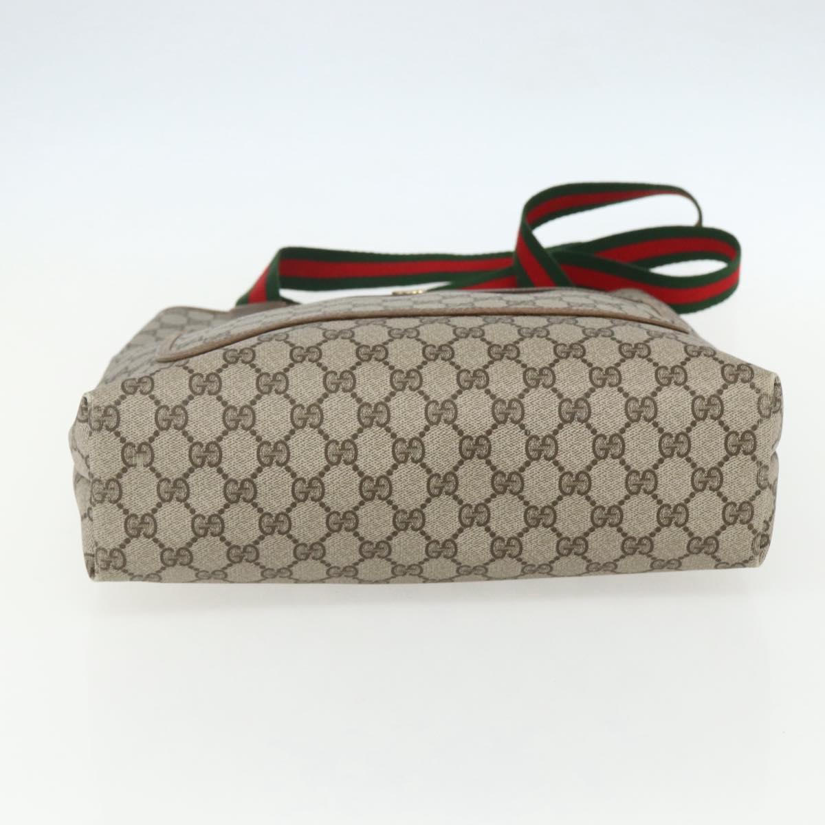 GUCCI GG Supreme Web Sherry Line Tote Bag PVC Beige Red 39 02 003 Auth ka492