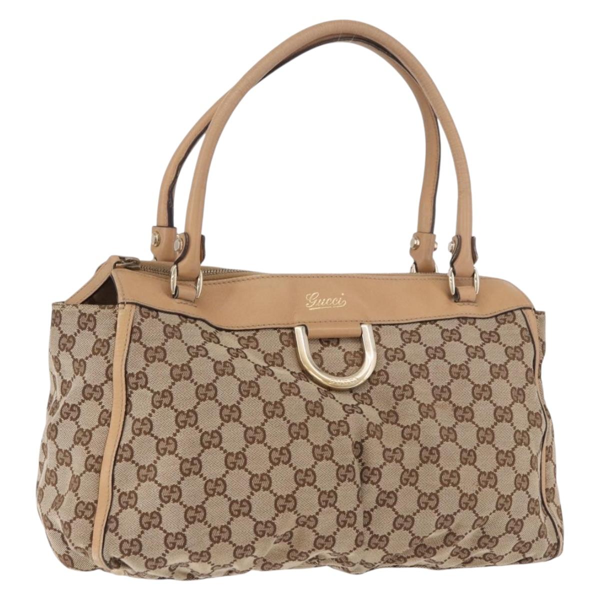 GUCCI GG Canvas Abbey Hand Bag Beige Gold 189831 Auth ka4927