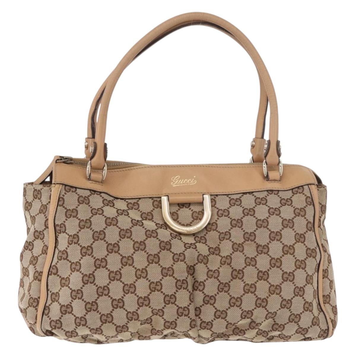 GUCCI GG Canvas Abbey Hand Bag Beige Gold 189831 Auth ka4927