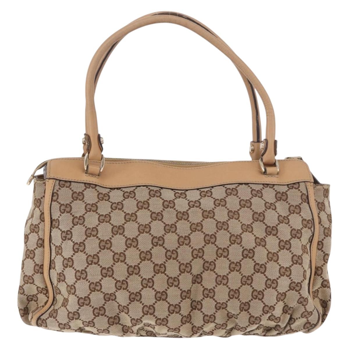 GUCCI GG Canvas Abbey Hand Bag Beige Gold 189831 Auth ka4927
