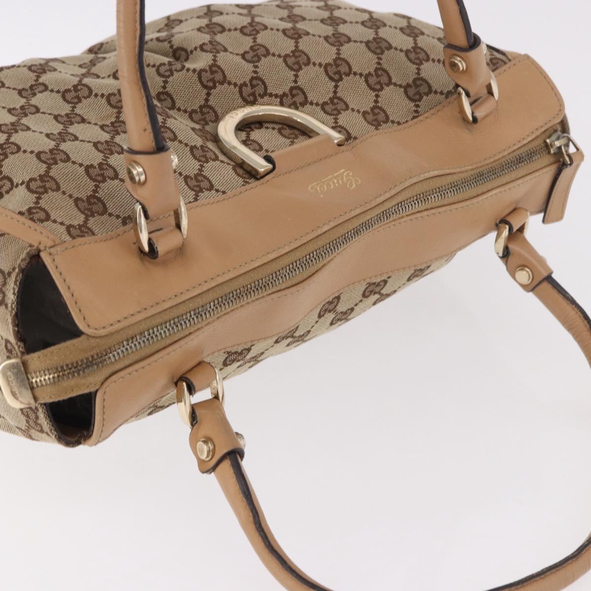 GUCCI GG Canvas Abbey Hand Bag Beige Gold 189831 Auth ka4927